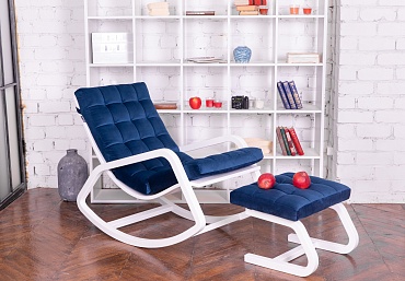 Кресла - качалки Кресло-качалка "Онтарио" Синий - белый каркас - купить в интернет-магазине GreenTree