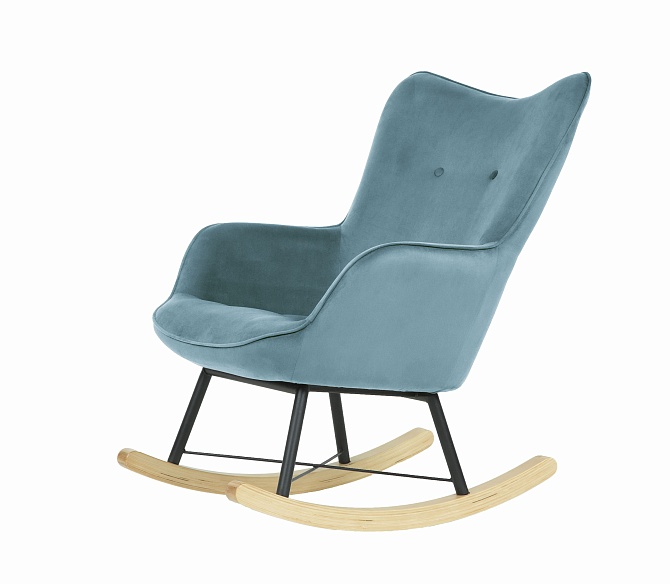 Кресло-качалка Манго - Ножки бук-металл Серо-голубой Чёрный  GREENTREE – 'Фото 1'